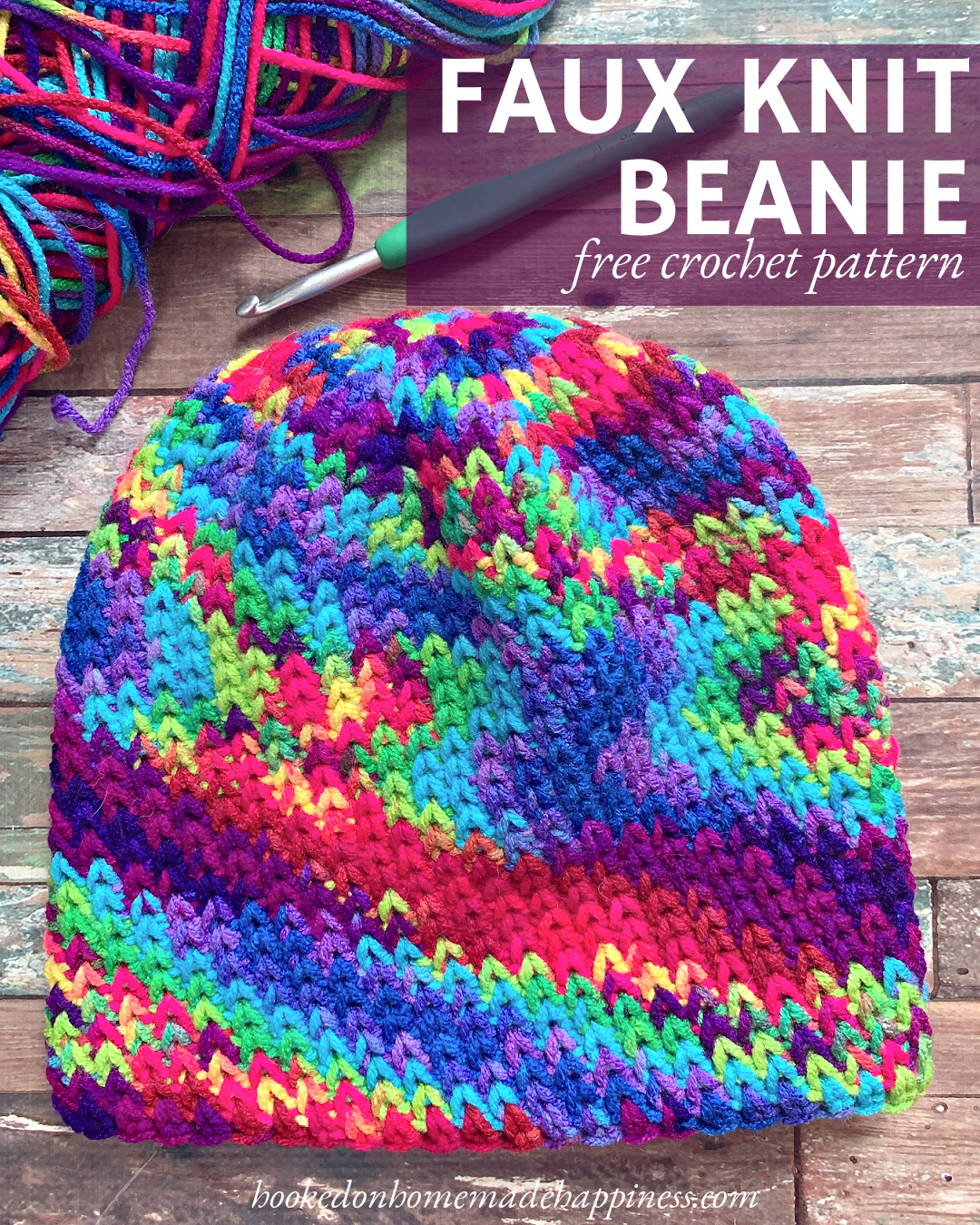 Faux Knit Beanie Crochet Pattern Hooked On Homemade Happiness