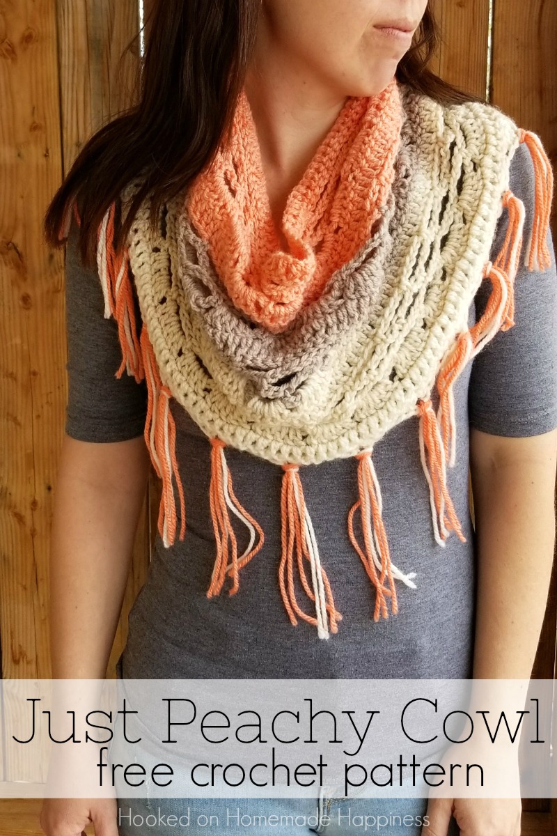 Just Peachy Cowl Crochet Pattern 2 - Hooked on Homemade Happiness