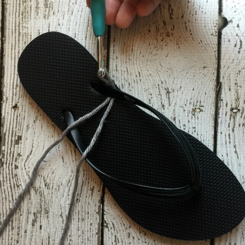 Crochet Sandals with Rubber Flip Flops - Hooked on Homemade Happiness
