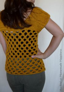 Honeycomb Crochet Top - The Honeycomb Crochet Top has a beautiful honeycomb design and it fits perfectly with the golden yarn.