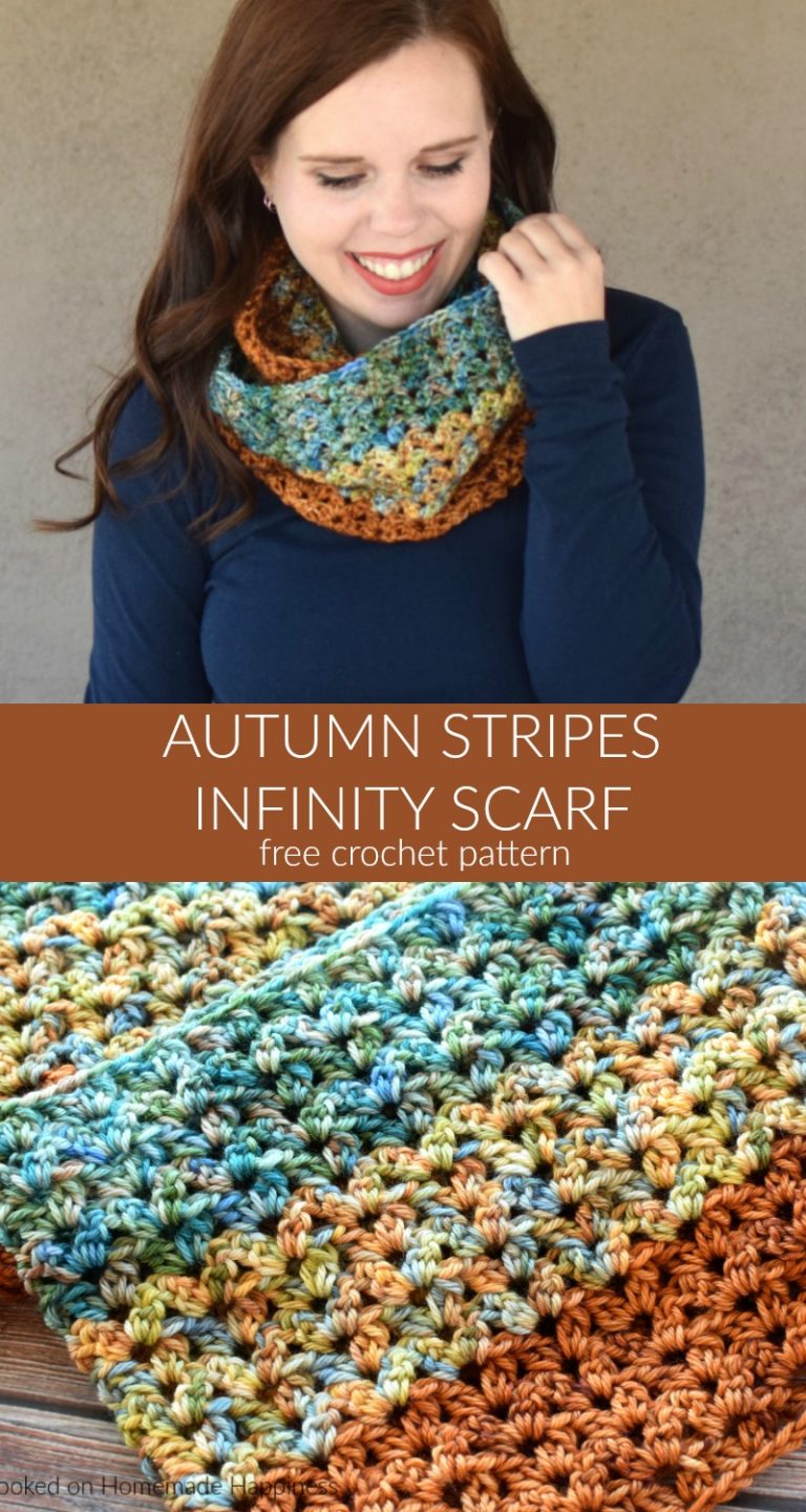 Autumn Stripes Crochet Infinity Scarf Pattern - Hooked on Homemade ...