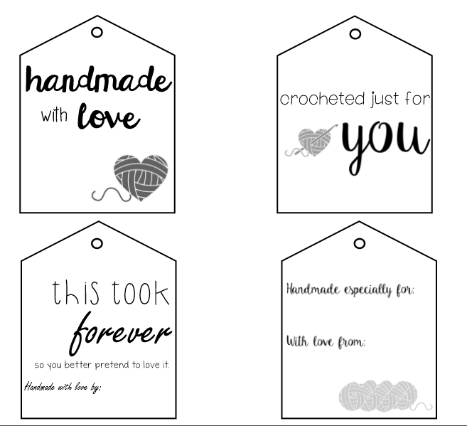 Printable Gift Tags Handmade Labels Handmade Tags Crochet Gift Tag