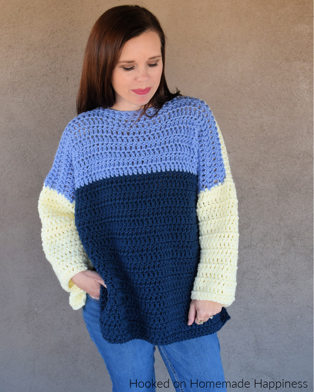 Oversized Color Block Crochet Sweater Pattern Hooked on Homemade