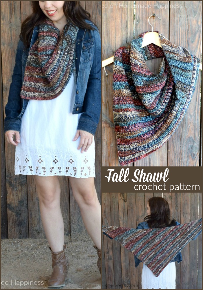 The Fall Shawl Crochet Pattern - The Fall Shawl Crochet Pattern is an easy asymmetrical shawl style scarf. The yarn I used has beautiful jewel tones that are perfect for a fall accessory.