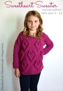 I Heart You Sweater Crochet Pattern - This adorable I Heart You Sweater Crochet Pattern has a fun heart pattern made with one of my favorite stitches... the bobble stitch!