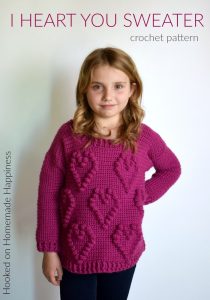 I Heart You Sweater Crochet Pattern - This adorable I Heart You Sweater Crochet Pattern has a fun heart pattern made with one of my favorite stitches... the bobble stitch!