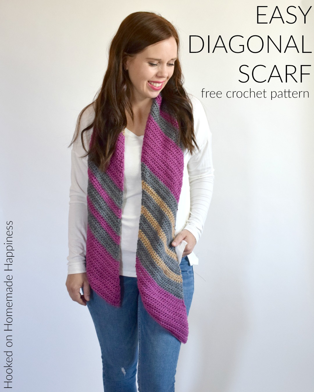 Easy Diagonal Scarf Crochet Pattern Hooked on Homemade Happiness