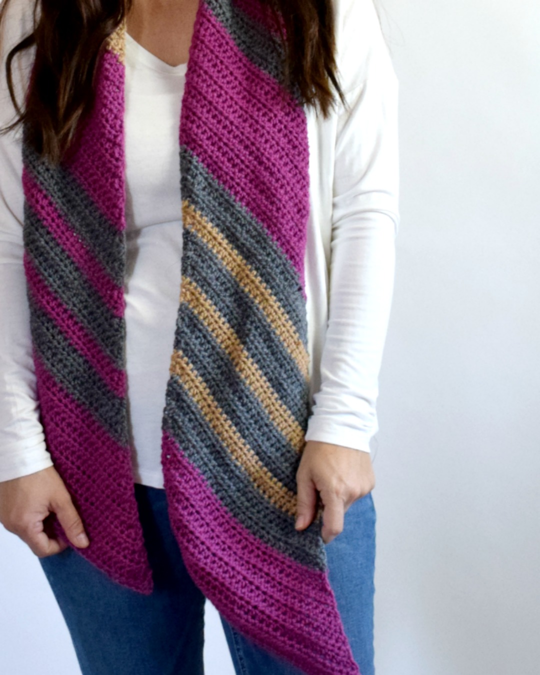 Easy Diagonal Scarf Crochet Pattern Hooked on Homemade Happiness