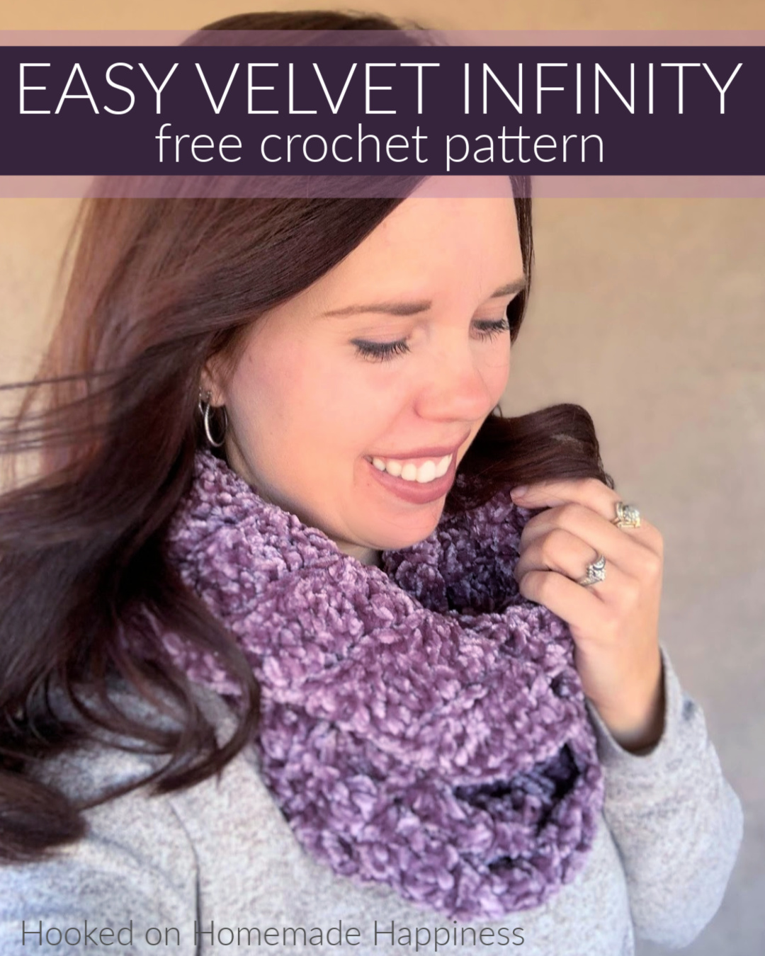 Easy Velvet Infinity Scarf Crochet Pattern - Hooked on Homemade Happiness