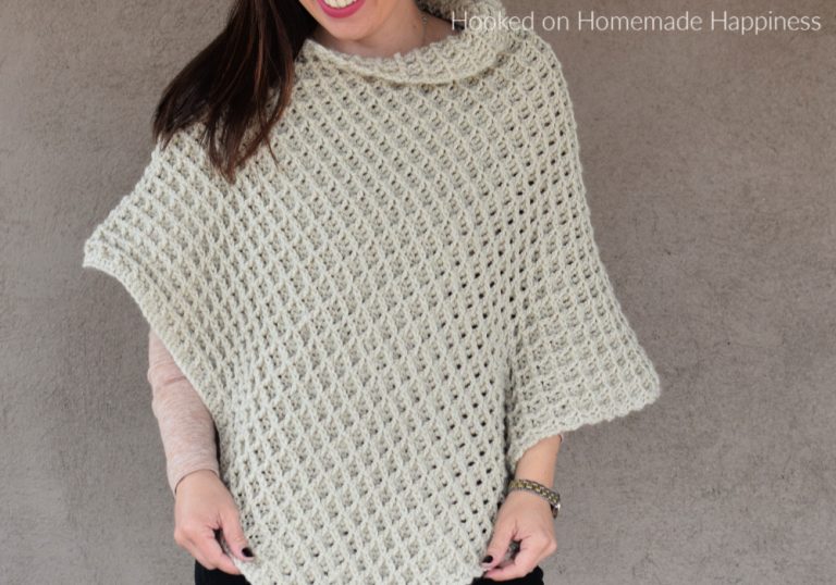 Waffle Stitch Poncho Crochet Pattern - Hooked on Homemade Happiness