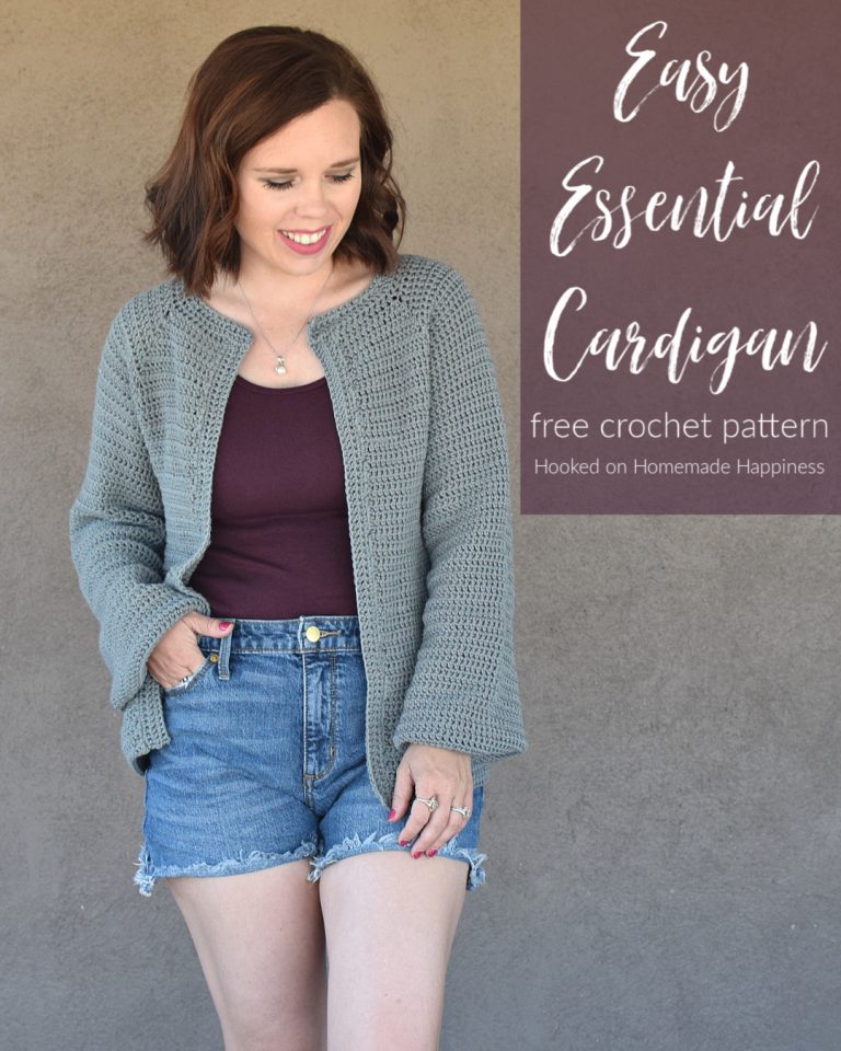 Easy Essential Cardigan Crochet Pattern Hooked on Homemade Happiness