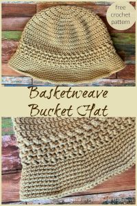 Basketweave Brim Bucket Hat Crochet Pattern - The Basketweave Bucket Hat Crochet Pattern starts as a basic double crochet beanie with a cute textured brim - perfect for summer!
