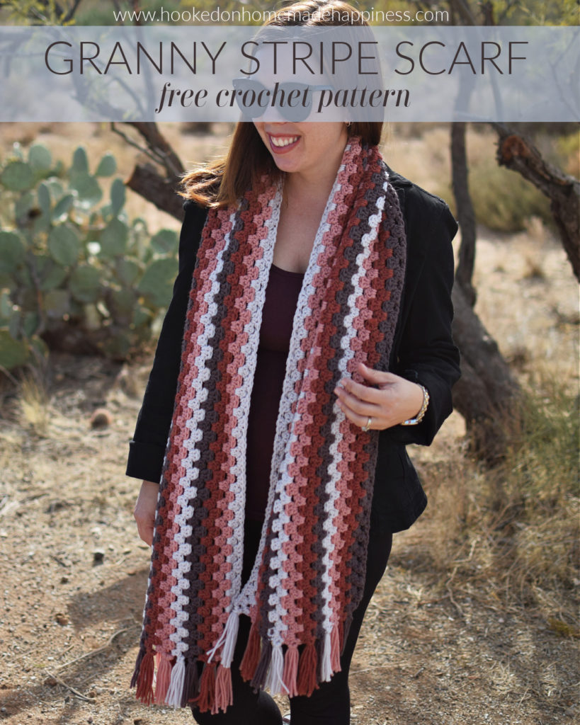 Granny Stripe Scarf Crochet Pattern - Hooked on Homemade Happiness