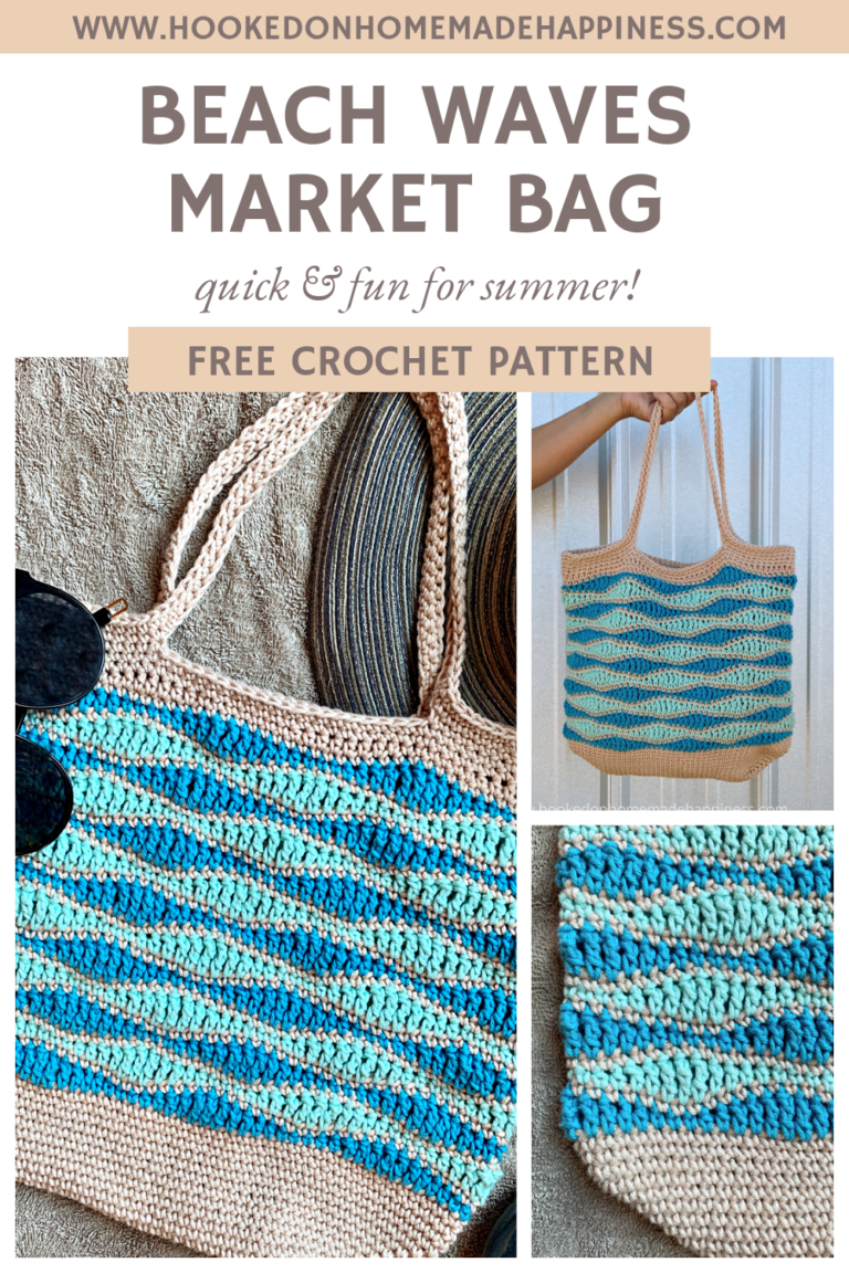 Beach Waves Market Bag Crochet Pattern - Hooked on Homemade Happiness