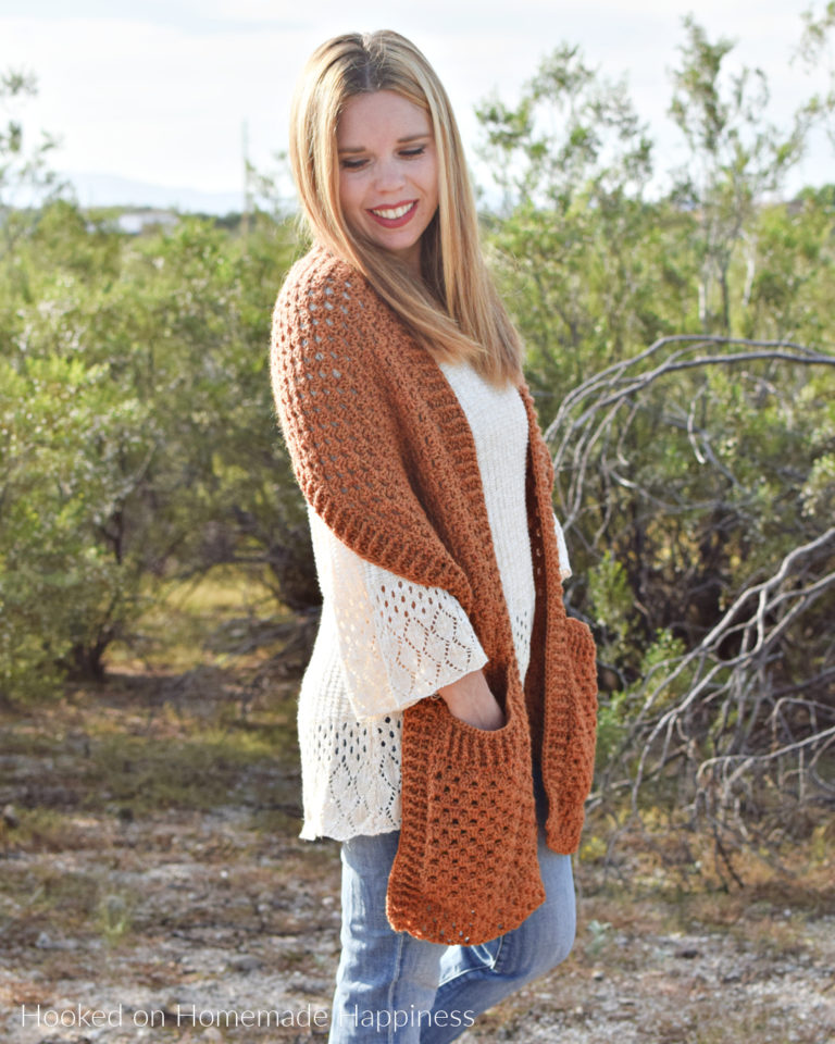 Persimmon Pocket Shawl Crochet Pattern - Hooked on Homemade Happiness