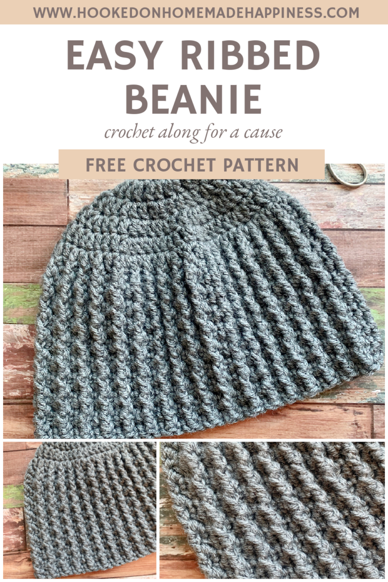 Easy Ribbed Beanie Crochet Pattern - Hooked On Homemade Happiness