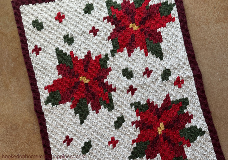 Christmas Poinsettia Blanket C2C Crochet Pattern - Hooked on Homemade ...