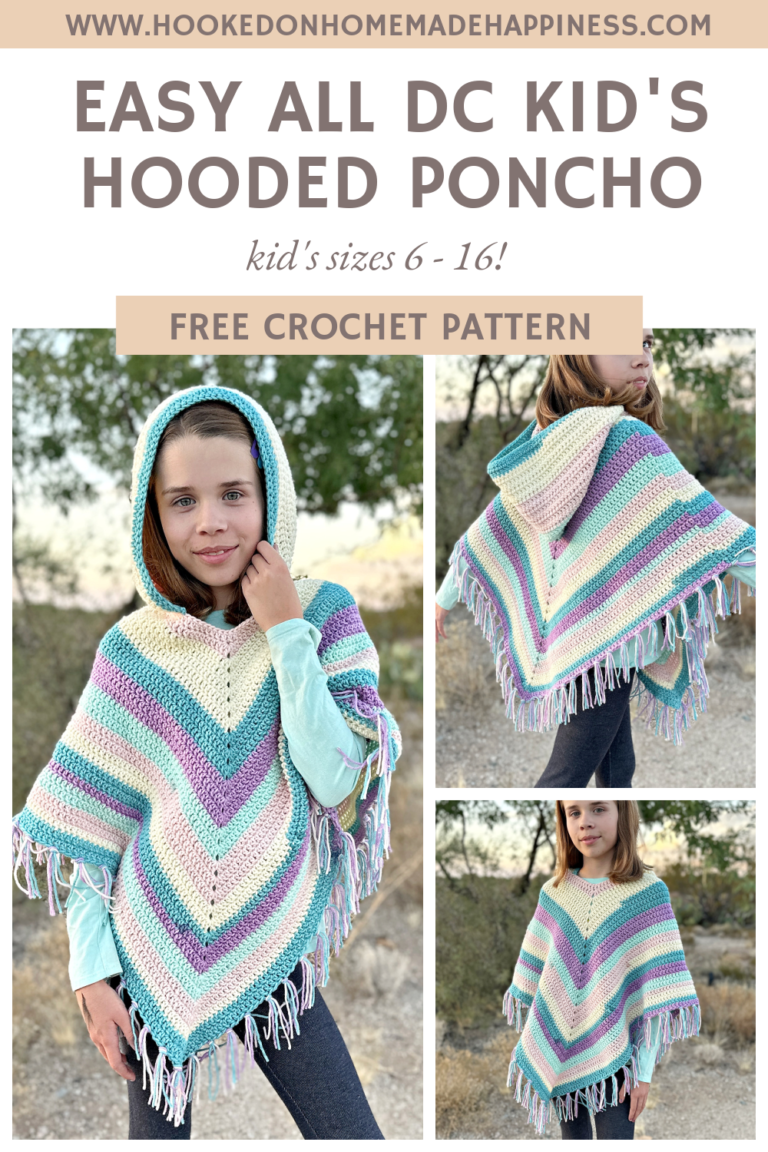 Easy All Double Crochet Kid's Hooded Poncho Crochet Pattern - Hooked on ...