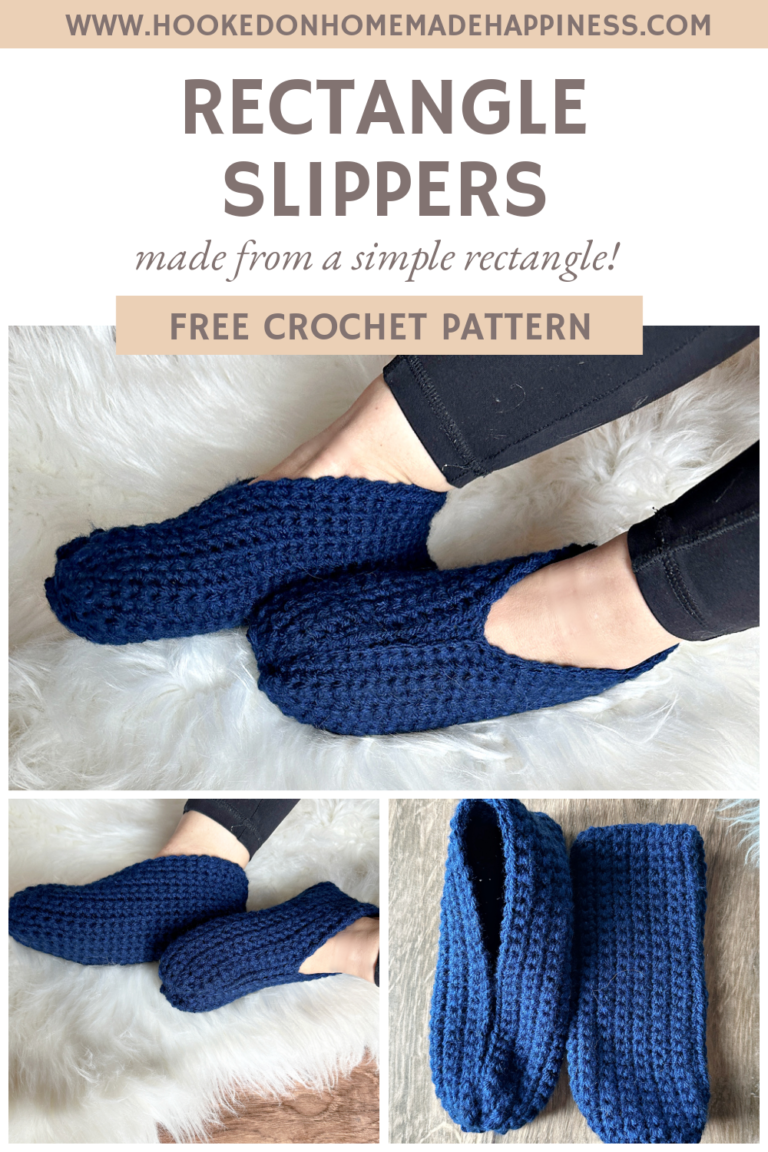 Rectangle Slippers Crochet Pattern - Hooked on Homemade Happiness