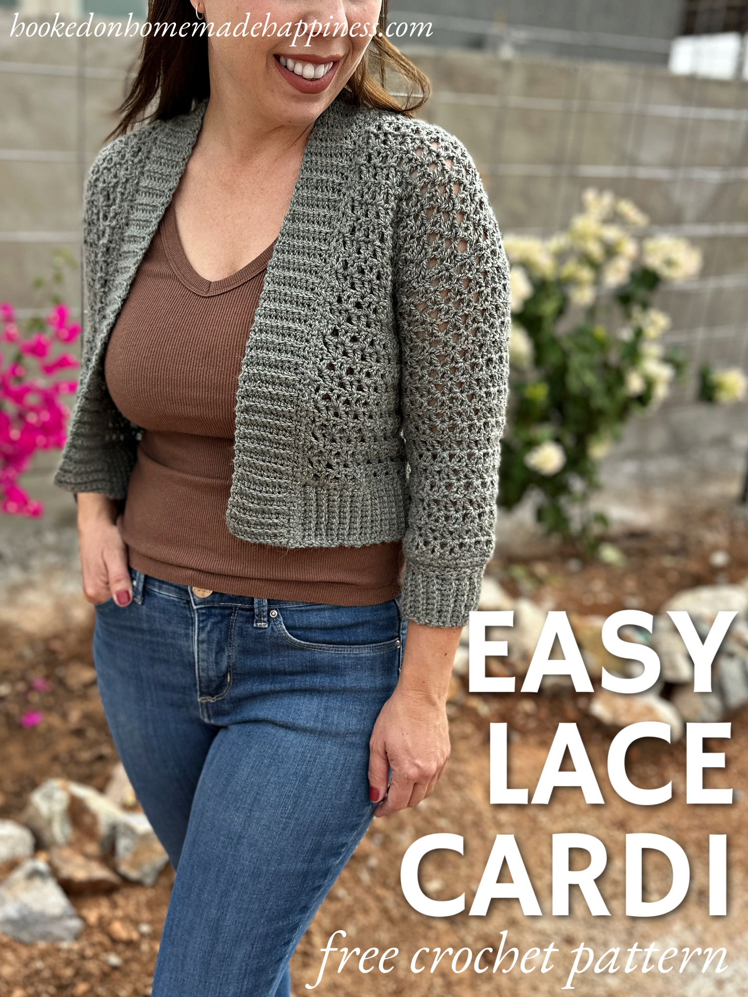 Easy Lace Cardigan Crochet Pattern - Hooked on Homemade Happiness