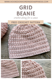 The Grid Beanie Crochet Pattern uses basic crochet stitches to create a subtle waffle or grid-like texture.