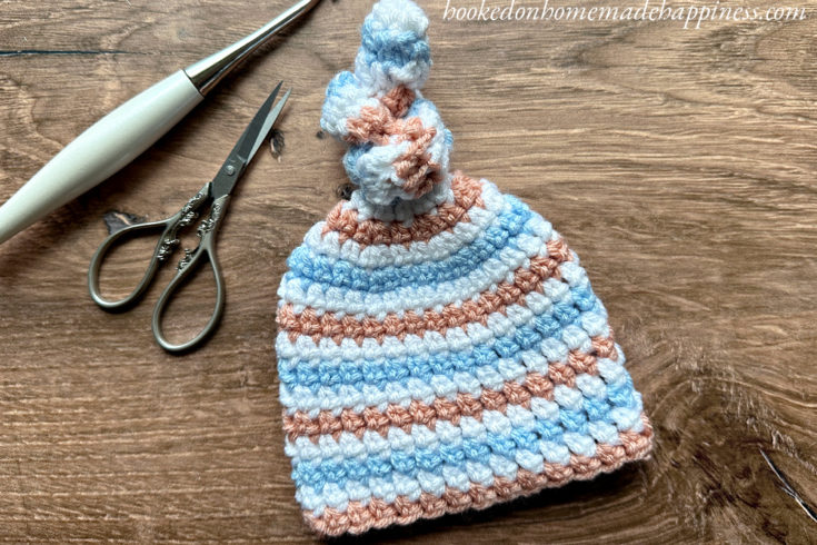 Top Knot Baby Beanie Crochet Pattern